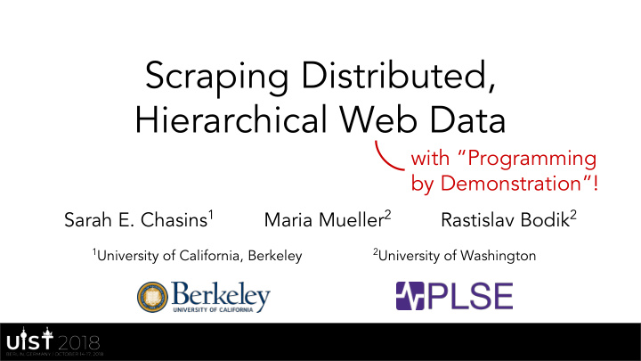 scraping distributed hierarchical web data