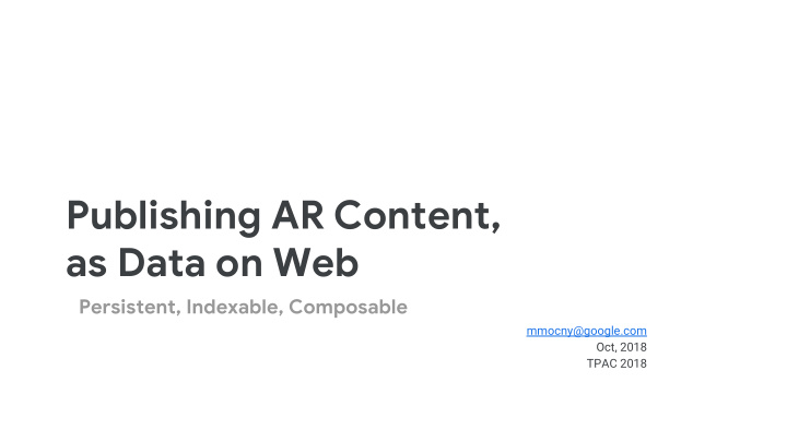 publishing ar content as data on web