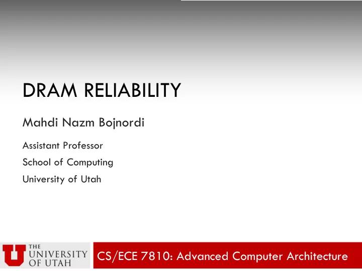 dram reliability