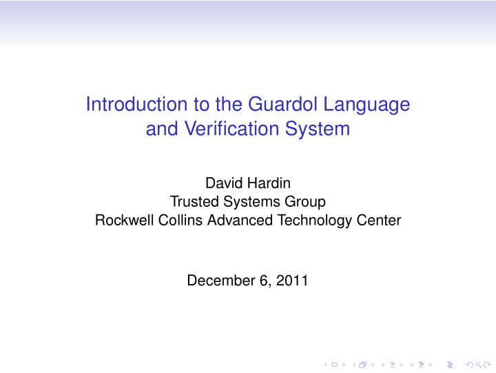 introduction to the guardol language and verification