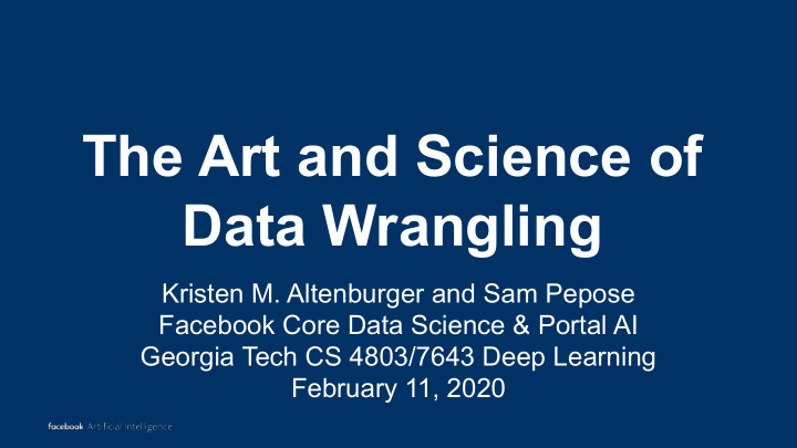 the art and science of data wrangling