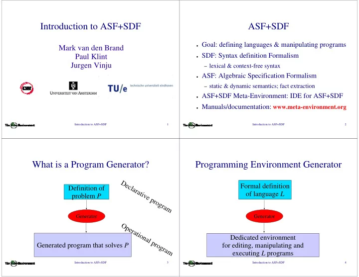 introduction to asf sdf asf sdf