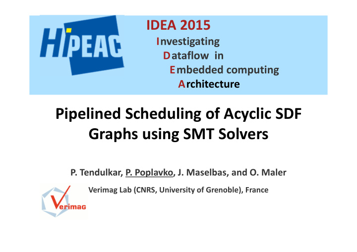 pipelined scheduling of acyclic sdf graphs using smt