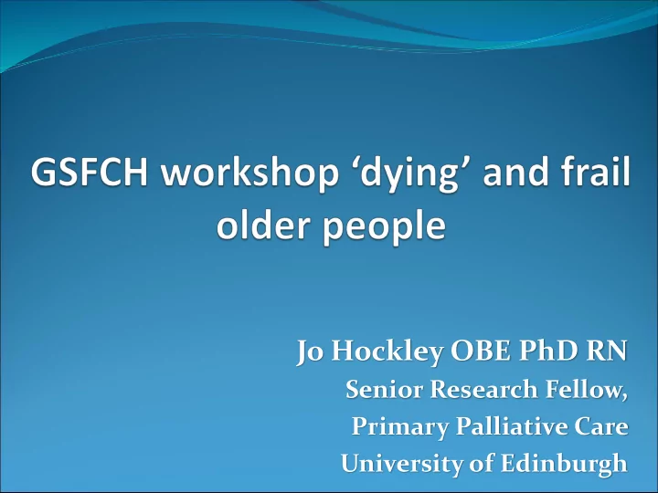 jo hockley obe phd rn