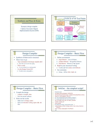 CS/ECE 6710 Tool Suite  Verilog sim  Synthesis and Place &amp; Route  Synopsys  Behavioral  Design