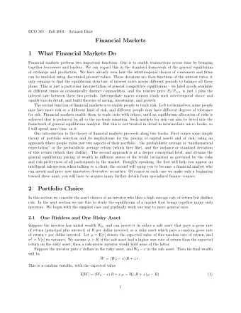 Financial Markets  1  What Financial Markets Do  Financial markets perform two important functions.