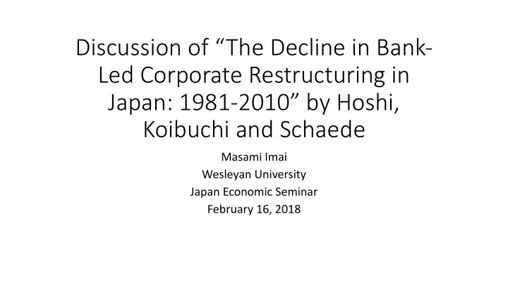 discussion of the decline in bank led corporate