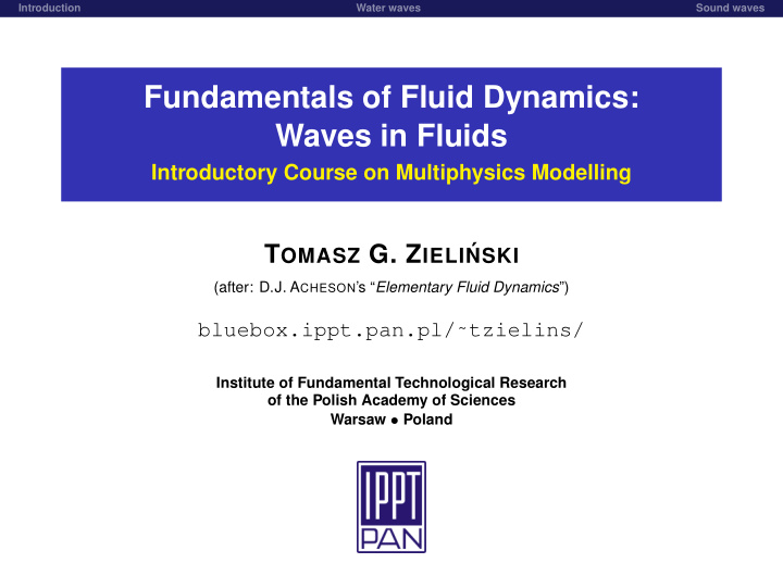 fundamentals of fluid dynamics waves in fluids