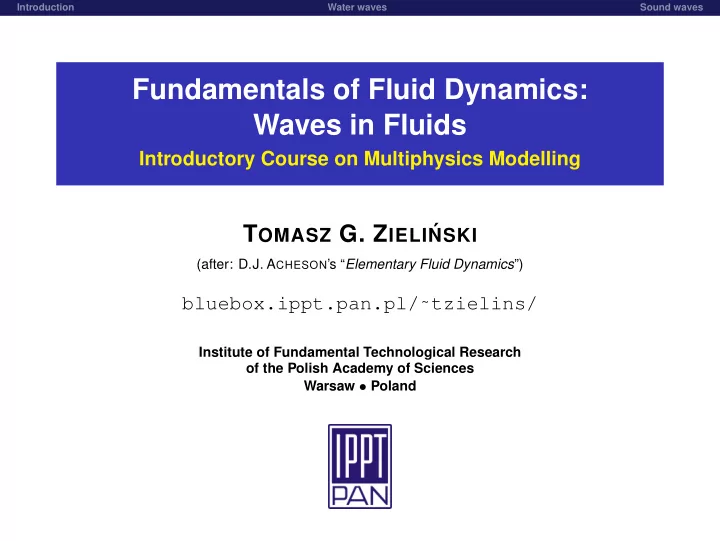 fundamentals of fluid dynamics waves in fluids