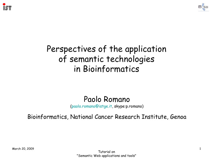 perspectives of the application of semantic technologies