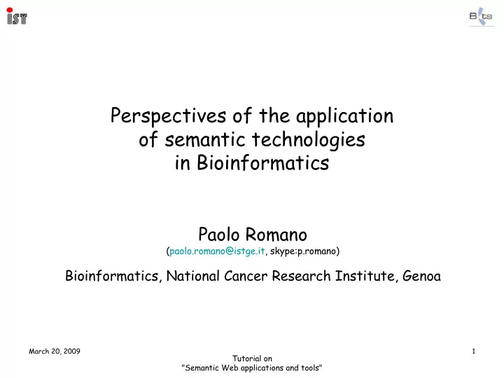 perspectives of the application of semantic technologies