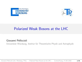 Polarized Weak Bosons at the LHC  Giovanni Pelliccioli  Universit  at W  urzburg, Institut f