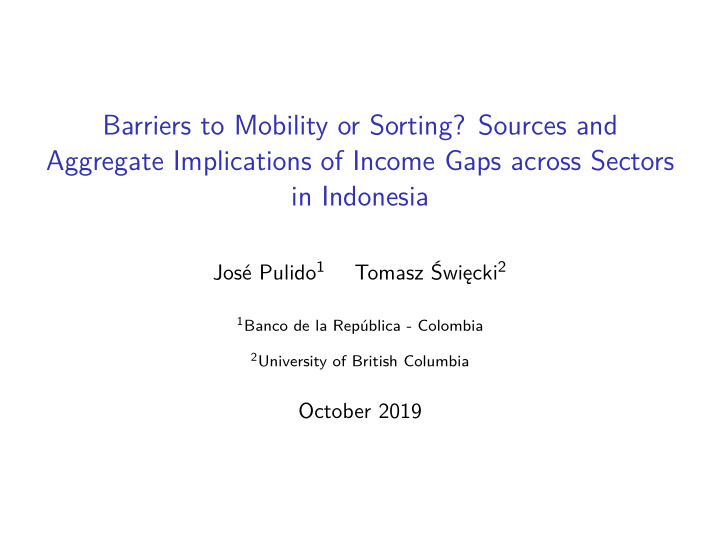 barriers to mobility or sorting sources and aggregate