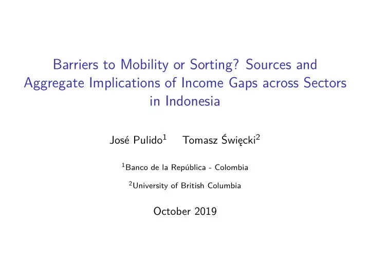 barriers to mobility or sorting sources and aggregate