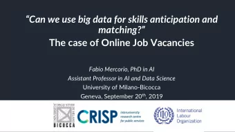 Can we use big data for skills anticipation and  matching?  The case of Online Job Vacancies