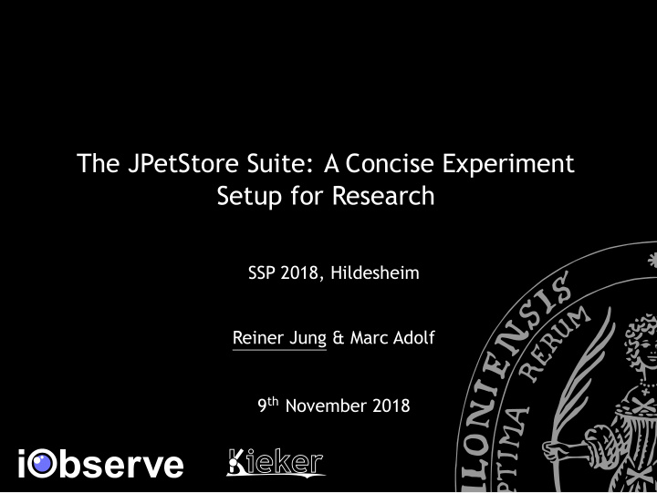 the jpetstore suite a concise experiment setup for