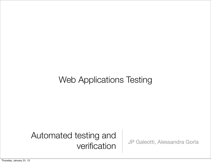 web applications testing automated testing and