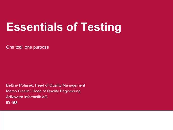 essentials of testing