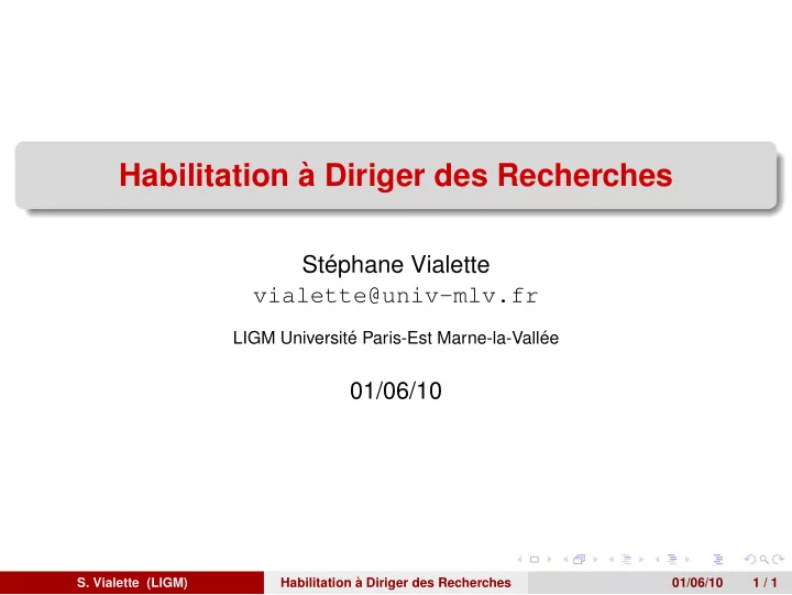 habilitation a diriger des recherches