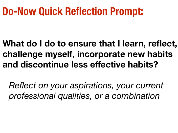 do now quick reflection prompt