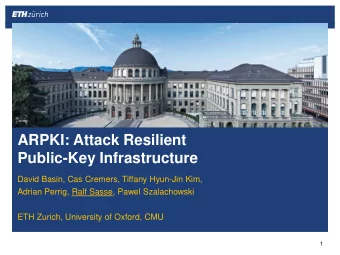 Public-Key Infrastructure  David Basin, Cas Cremers, Tiffany Hyun-Jin Kim,  Adrian Perrig, Ralf