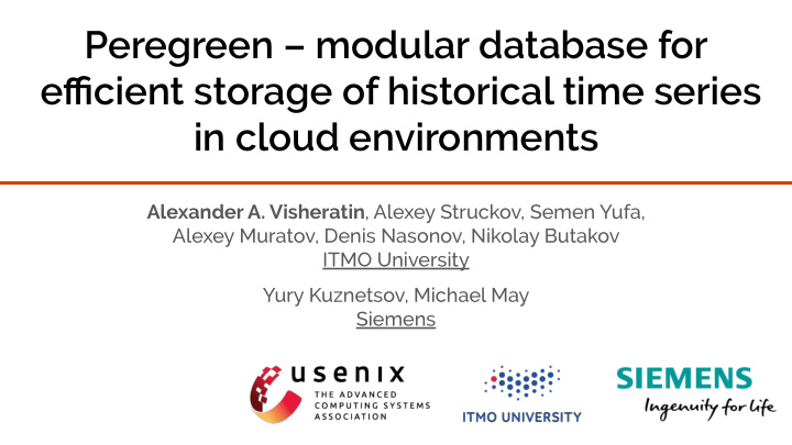 peregreen modular database for efficient storage of