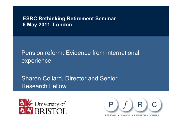 pension reform evidence from international experience
