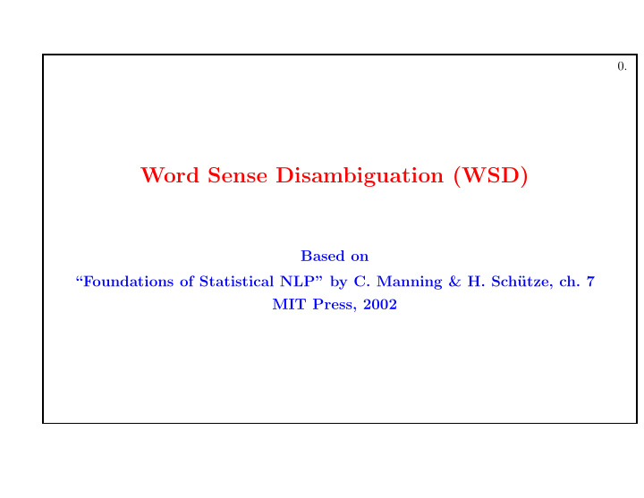 word sense disambiguation wsd