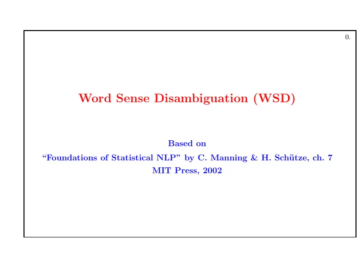 word sense disambiguation wsd