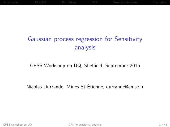 gaussian process regression for sensitivity analysis