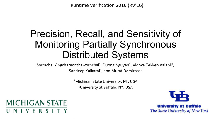 precision recall and sensitivity of monitoring partially
