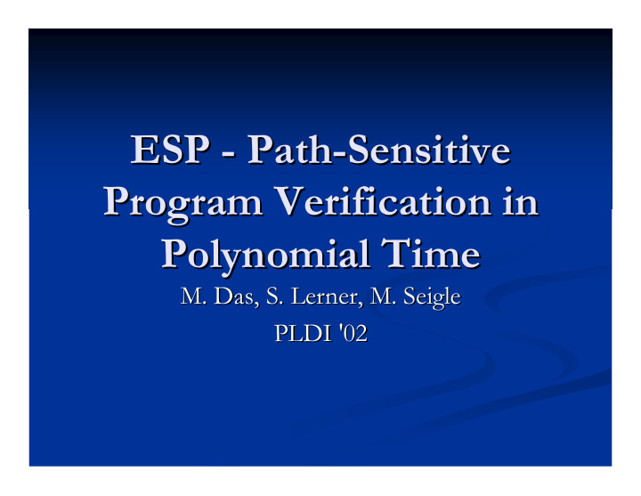 esp path path sensitive sensitive esp program