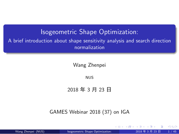isogeometric shape optimization