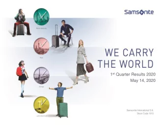 1 st Quarter Results 2020  May 14, 2020  Disclosure Statement  This presentation and the
