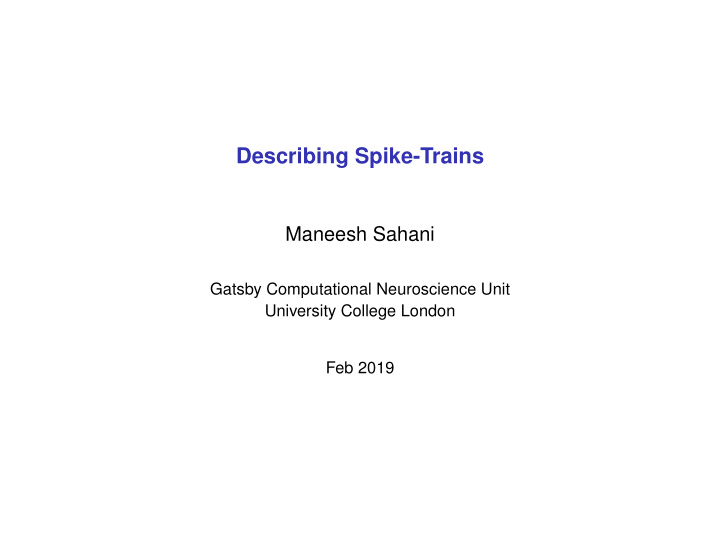 describing spike trains