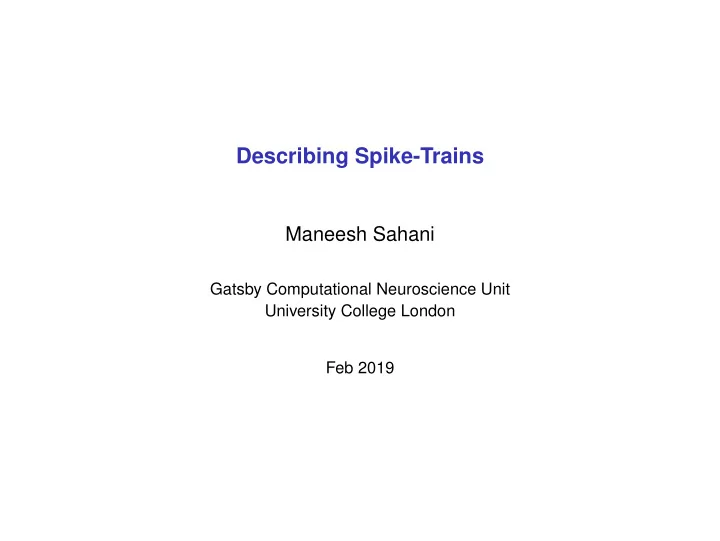 describing spike trains