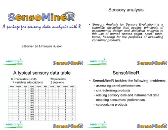 A package for sensory data analysis with R  scientific discipline that applies principals of