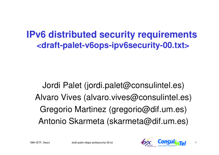 ipv6 distributed security requirements