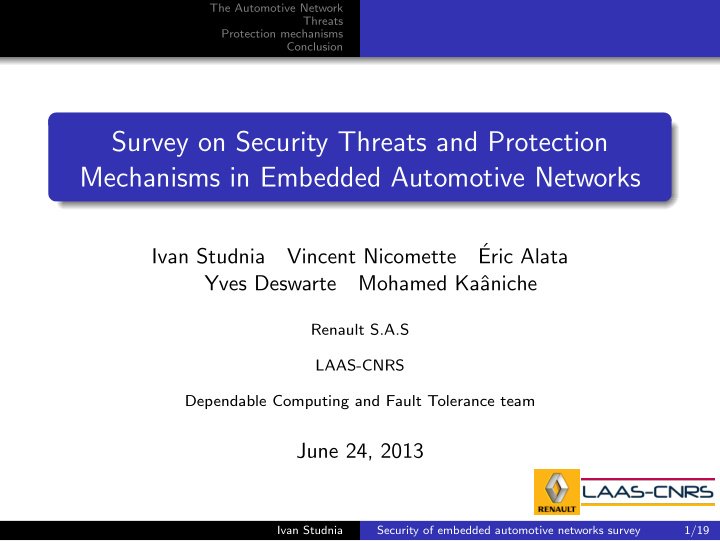 survey on security threats and protection mechanisms in