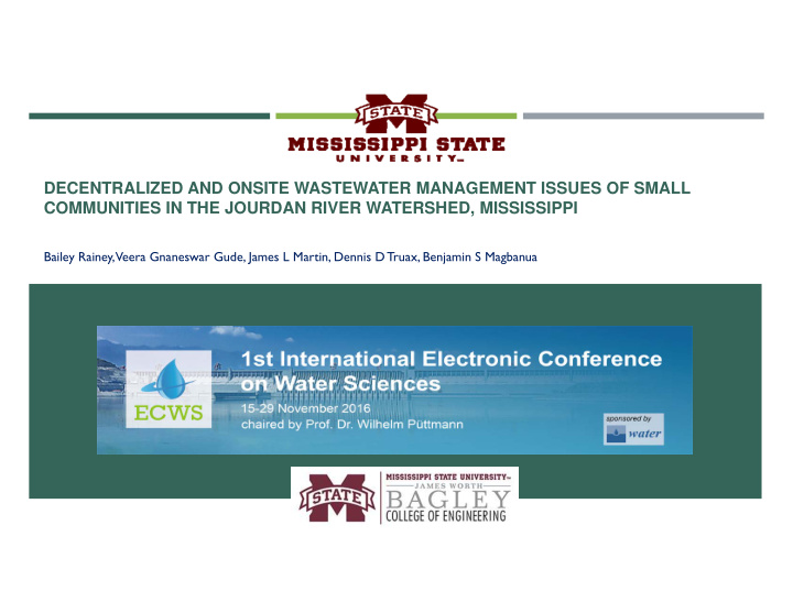 decentralized and onsite wastewater management issues of