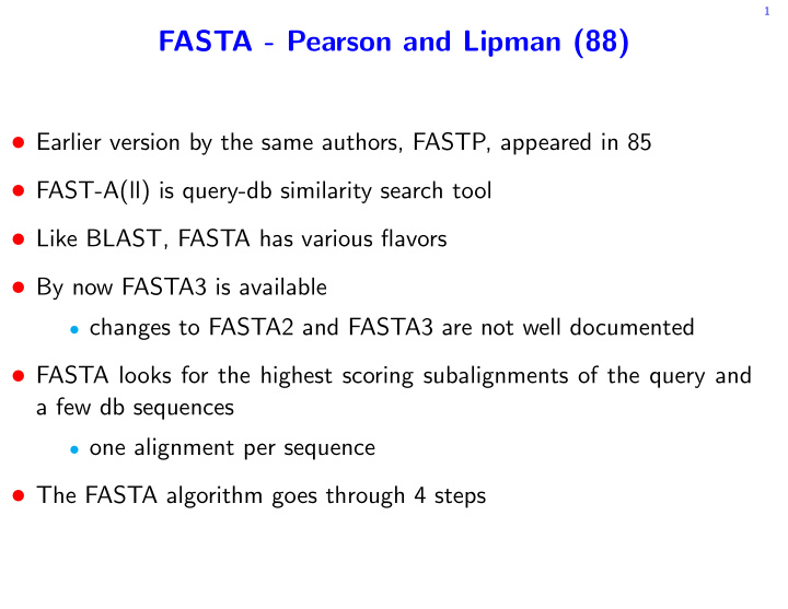 fasta pearson and lipman 88