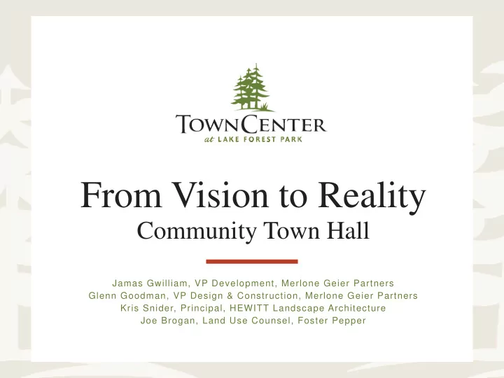 from vision to reality