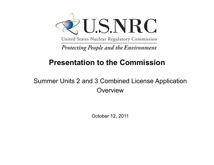 presentation to the commission