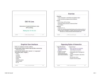Overview  Roadmap  Today: introduction to Java Windows and graphical output  Future:
