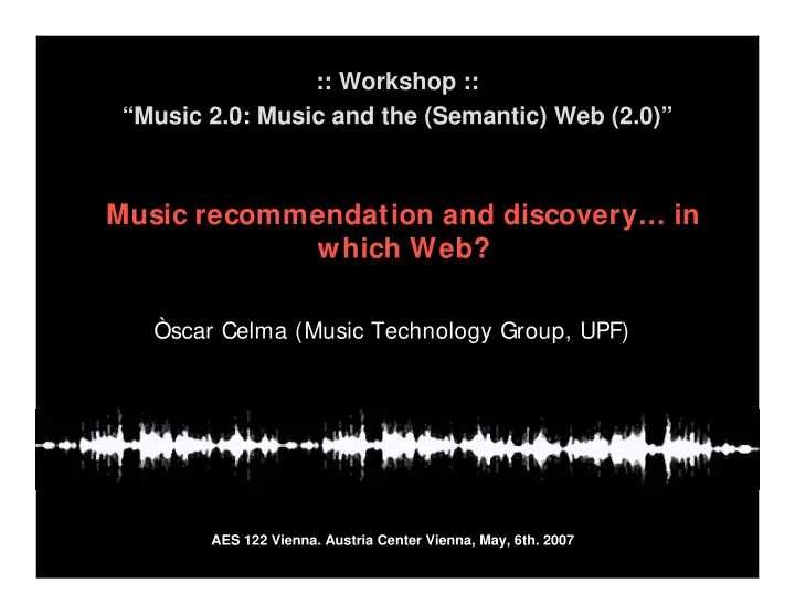 music recommendation and discovery in which web