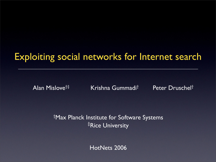 exploiting social networks for internet search