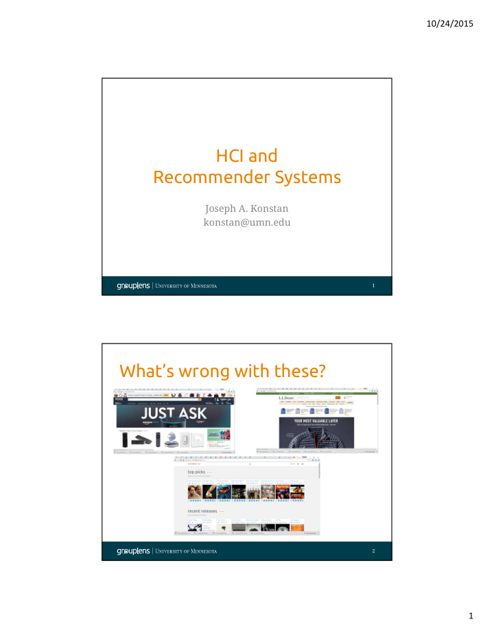 hci and recommender systems