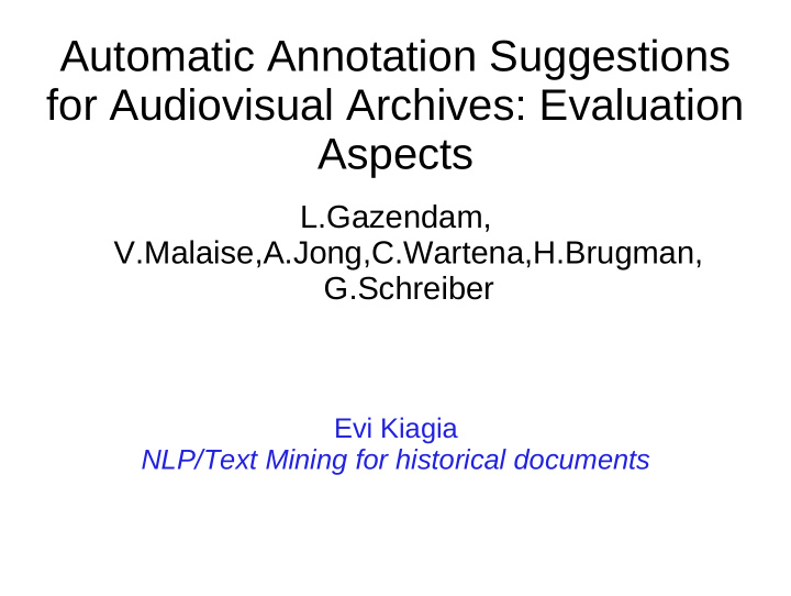 automatic annotation suggestions for audiovisual archives