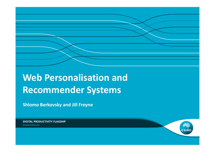web personalisation and recommender systems