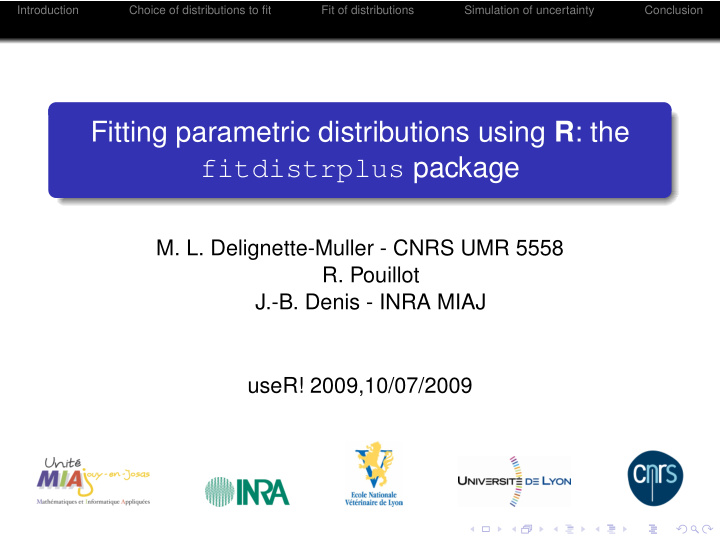 fitting parametric distributions using r the fitdistrplus
